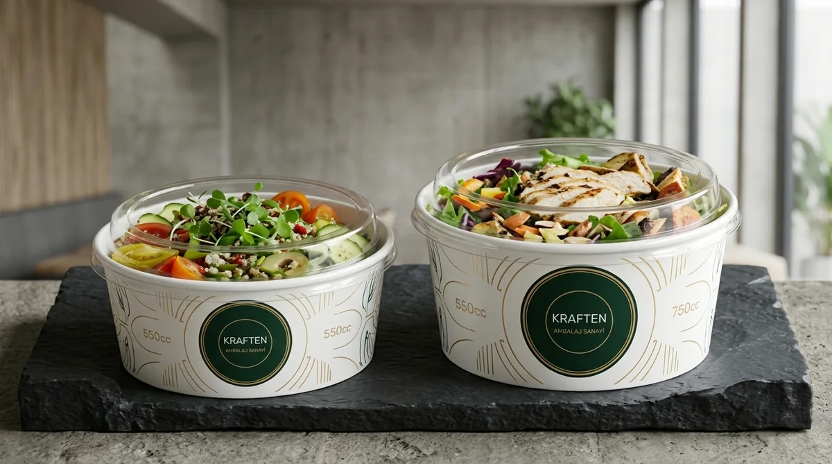Özel Logo Baskılı Beyaz Lüks Salata Kaseleri
